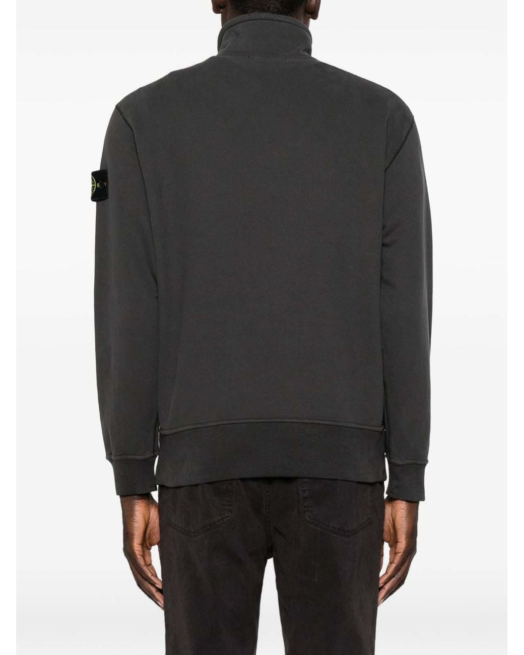 Stone Island Black Organic Cotton Half-Zip Sweatshirt for men