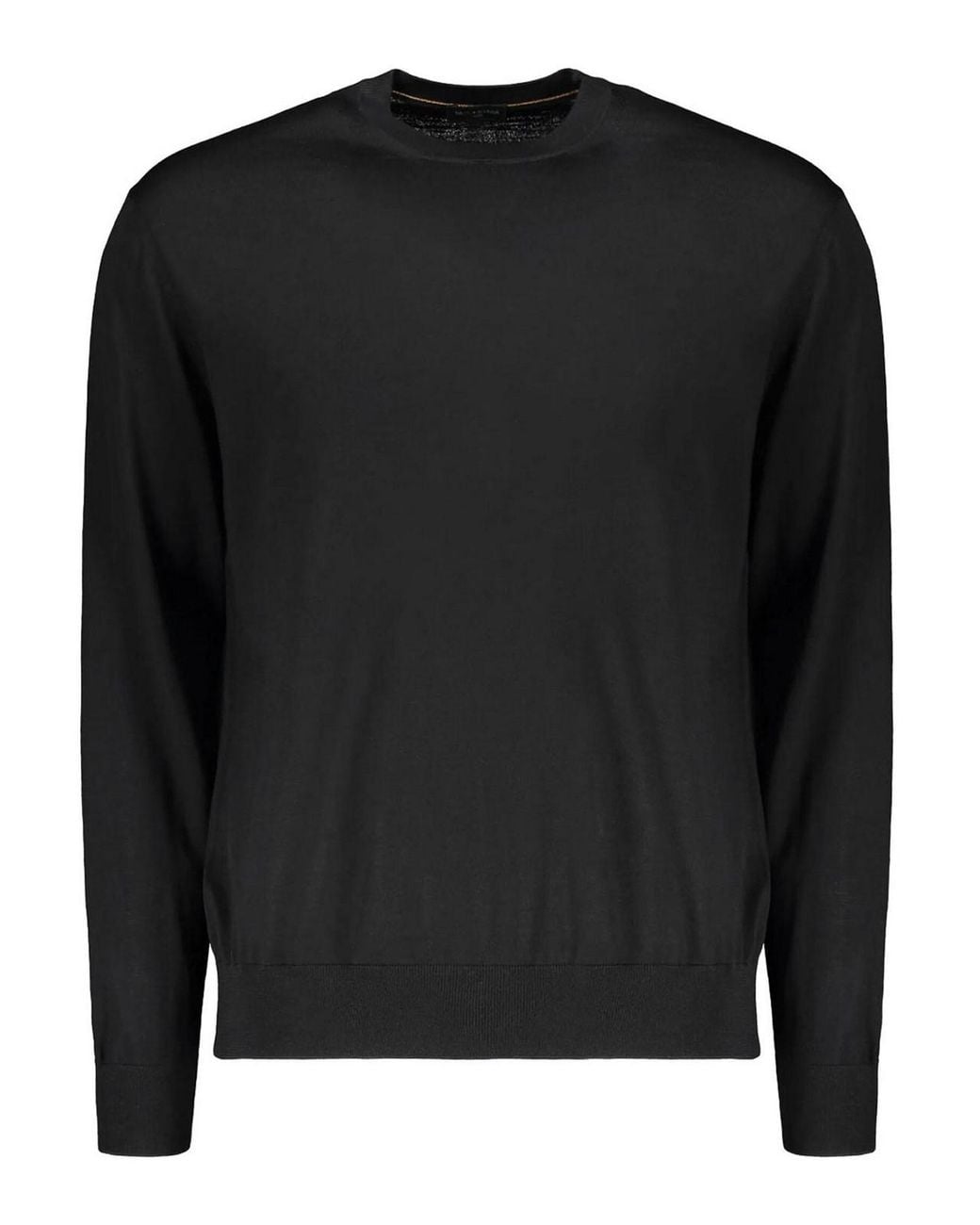Paul & Shark Black Superfine 140's Merino Wool Crewneck Knit for men