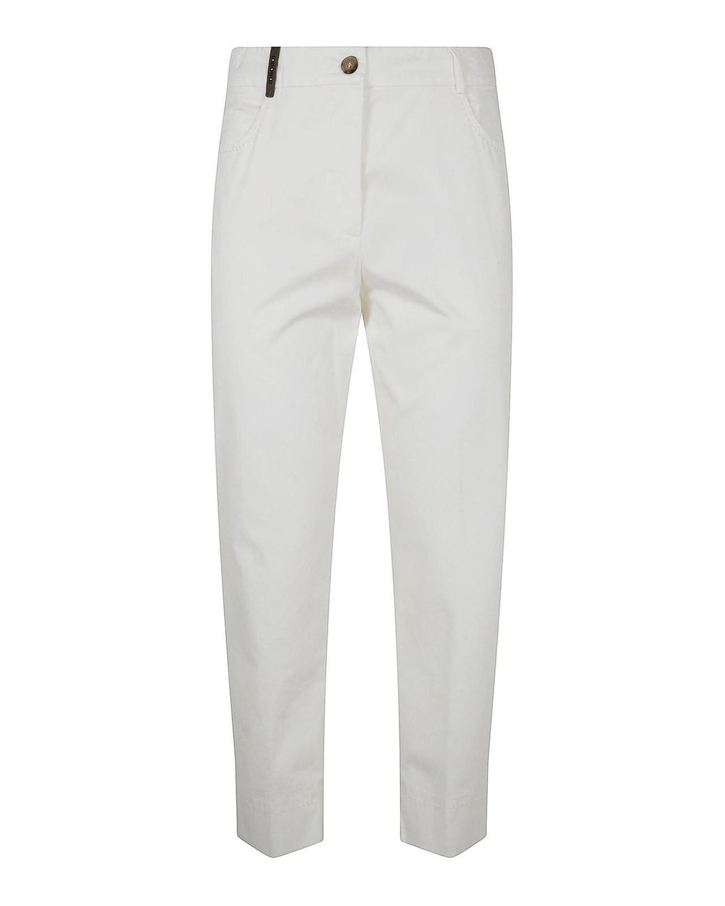 Peserico Gray Light Cotton Satin Stretch Trousers