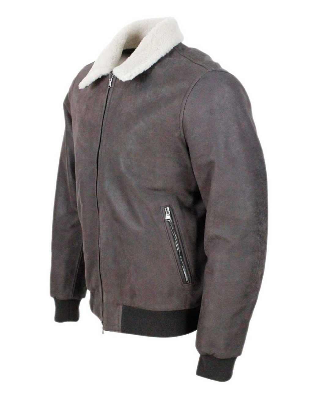 Barba Napoli Gray Leather Jacket for men