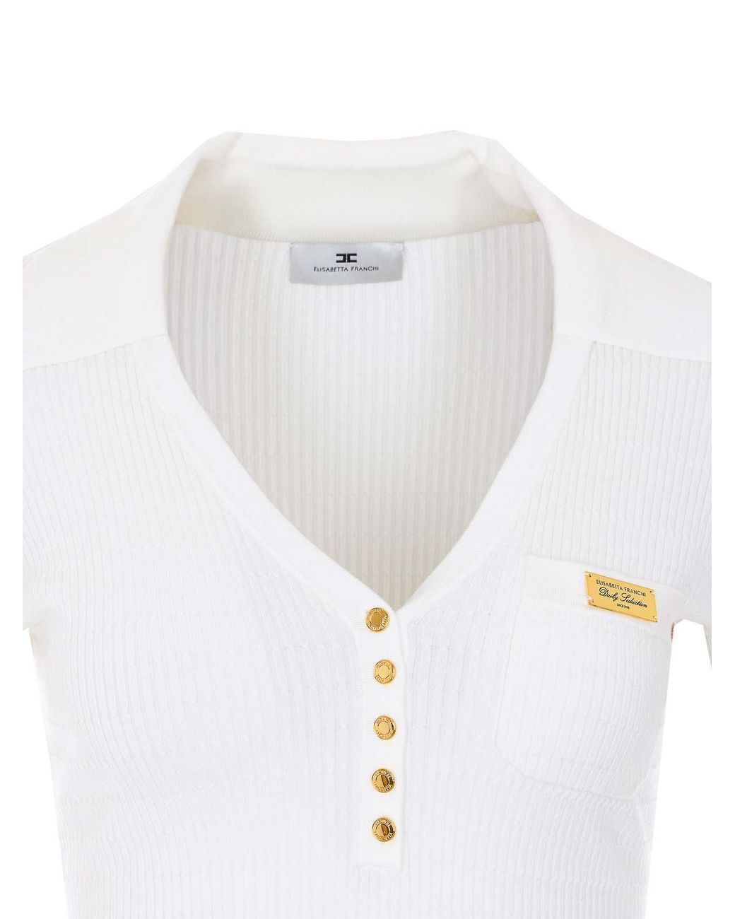 Elisabetta Franchi White Long Sleeves Top