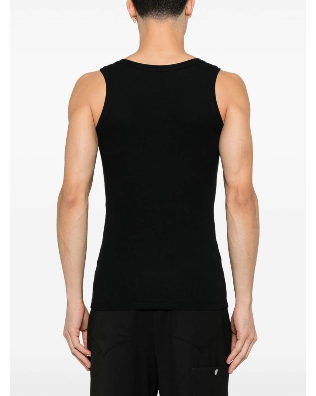 McQueen Black Stretch Cotton Tank Top for men