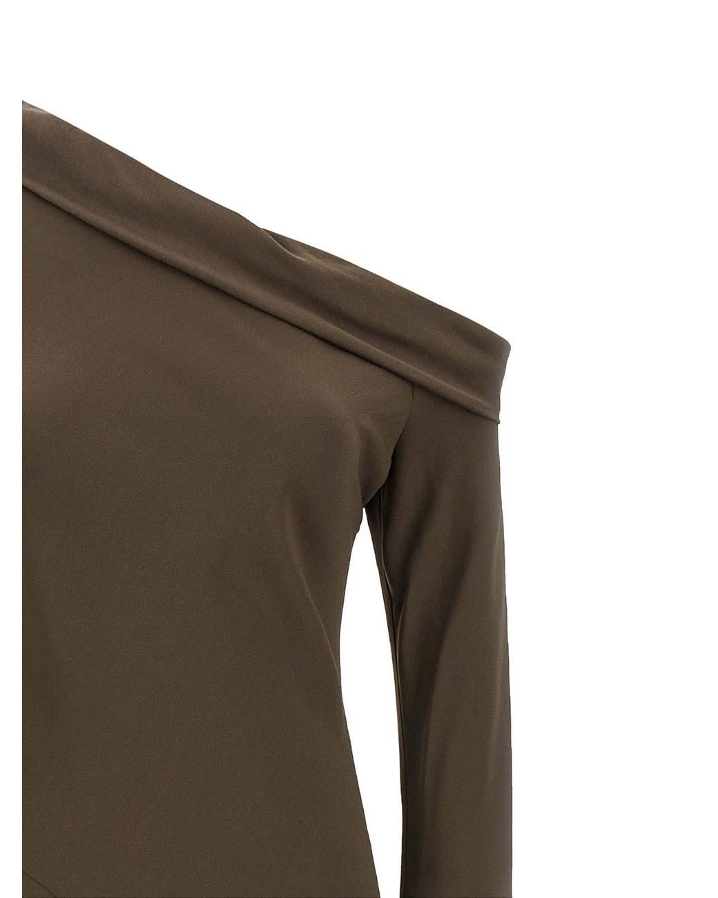 Alberta Ferretti Brown Bare Shoulder Dress