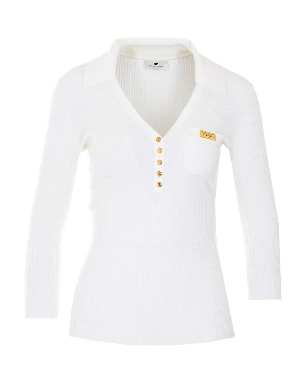 Elisabetta Franchi White Long Sleeves Top