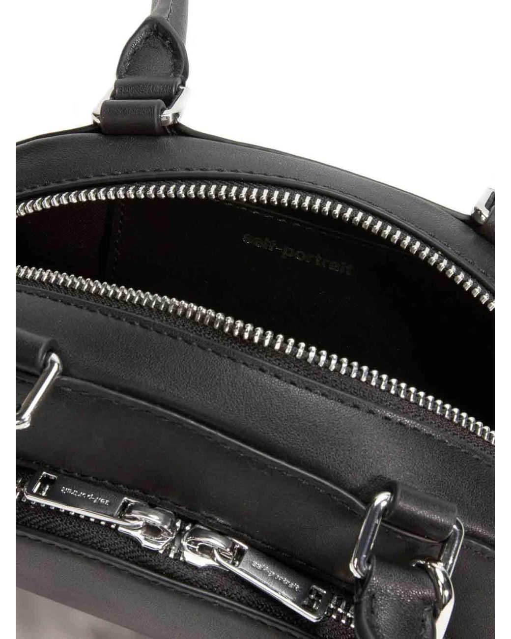 Self-Portrait Black Leather Shoulder Bag With Charms