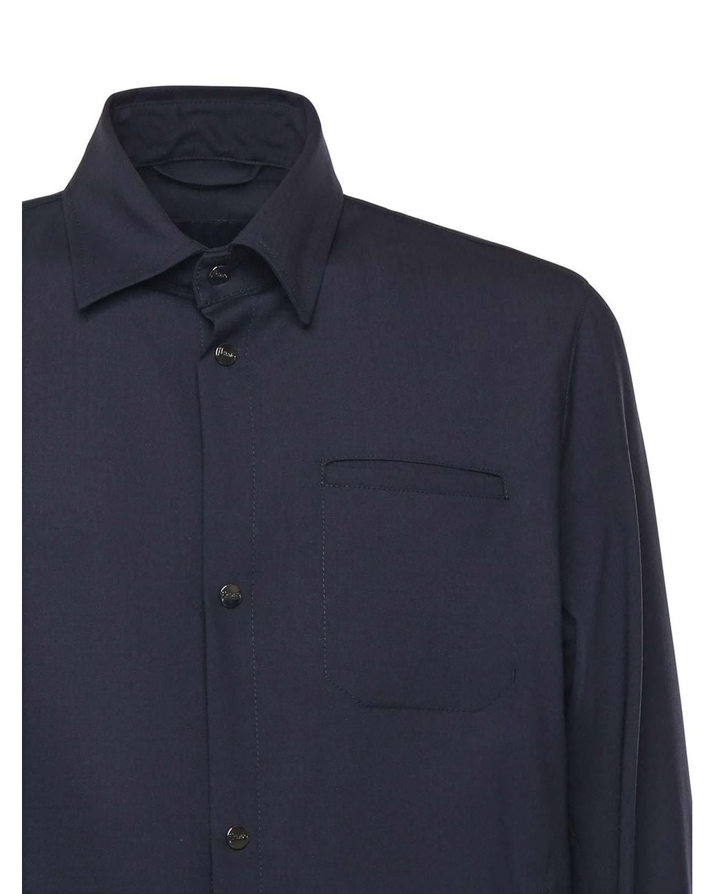 Herno Blue Buttoned Shacket for men