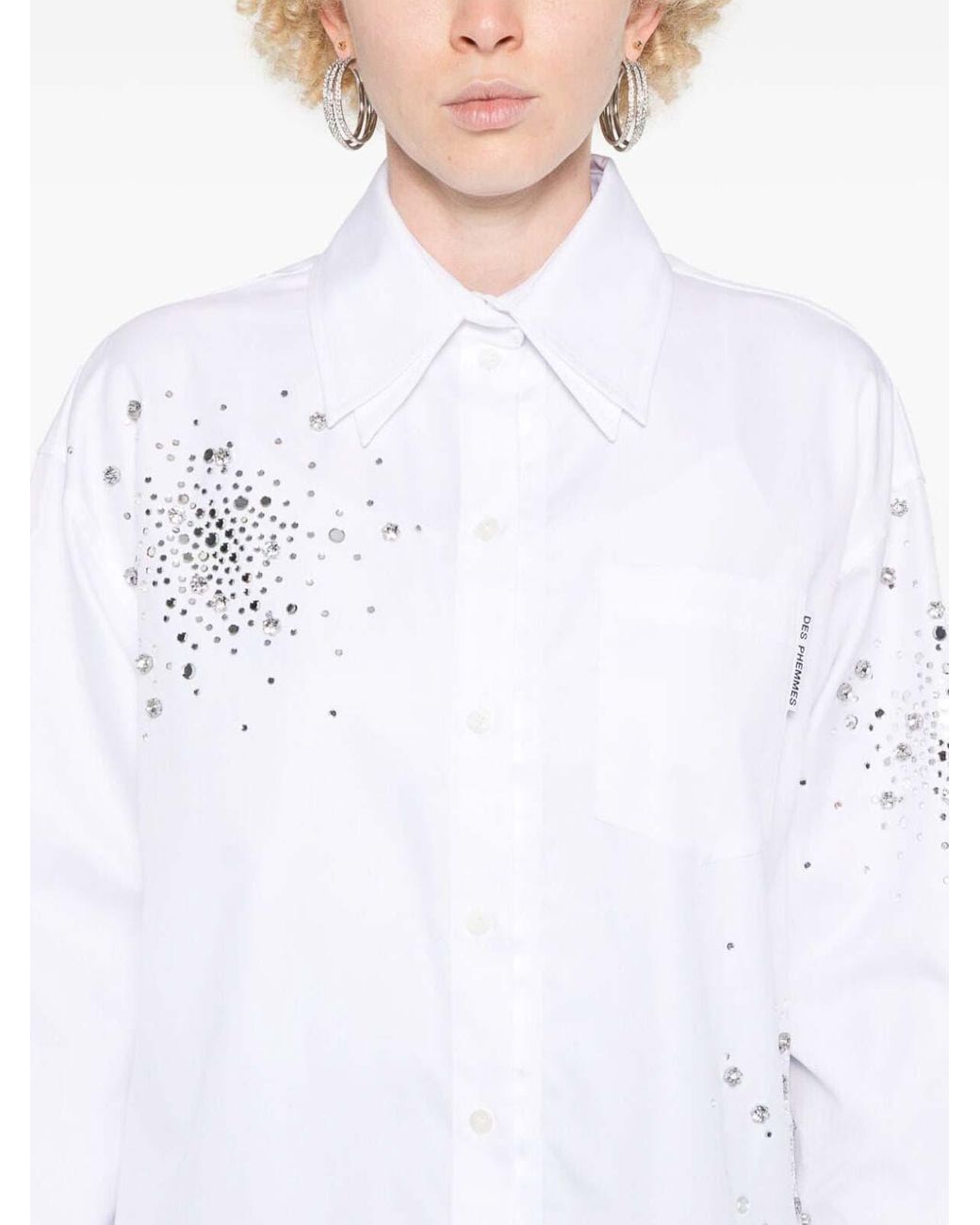 Des Phemmes White Oversized Button-Up Shirt