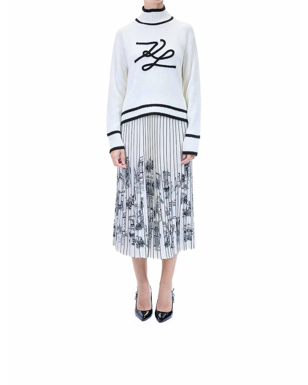 Karl Lagerfeld White Soutache Autograph Knit