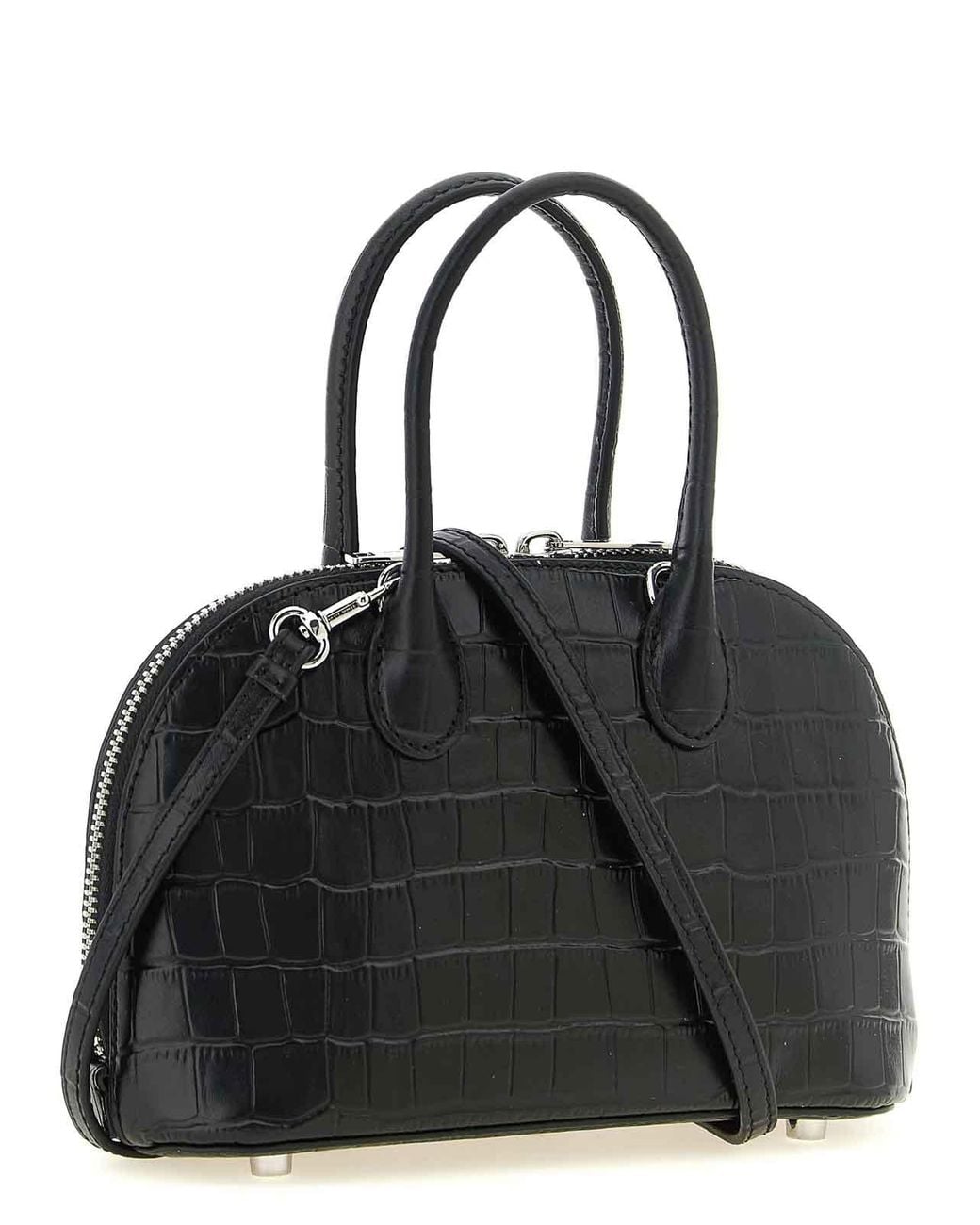 Self-Portrait Black Croc Leather Mini Toast Handbag
