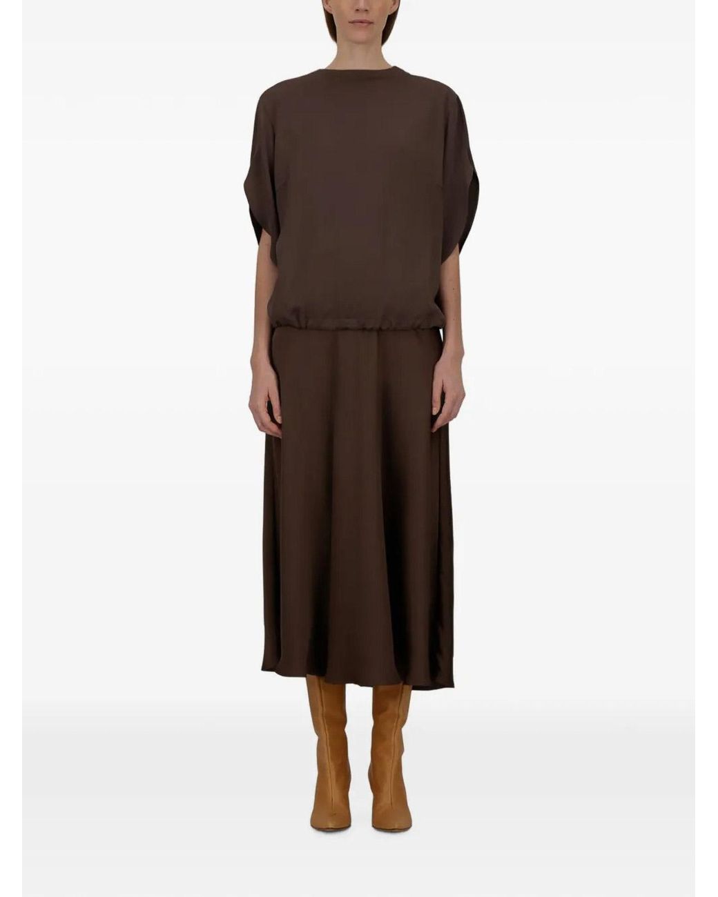 Herno Brown Sweater Satin Tunic