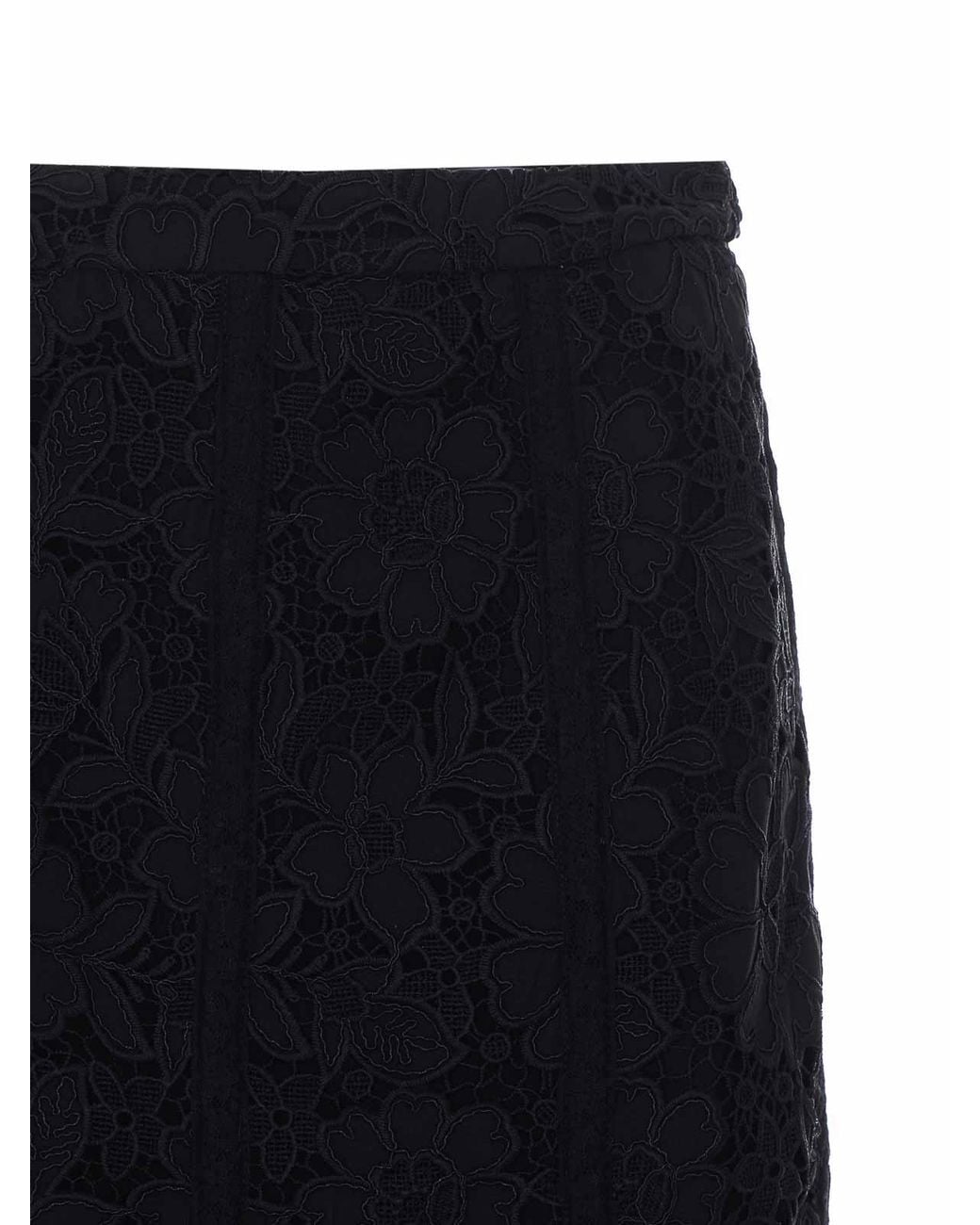 Self-Portrait Black Lace Midi Skirt