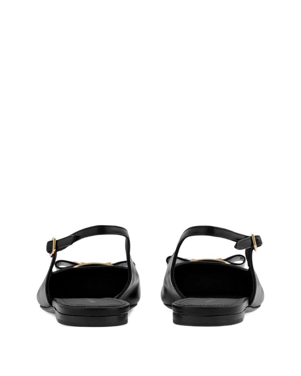 Ferragamo Black New Vara Plate Flat Slingback