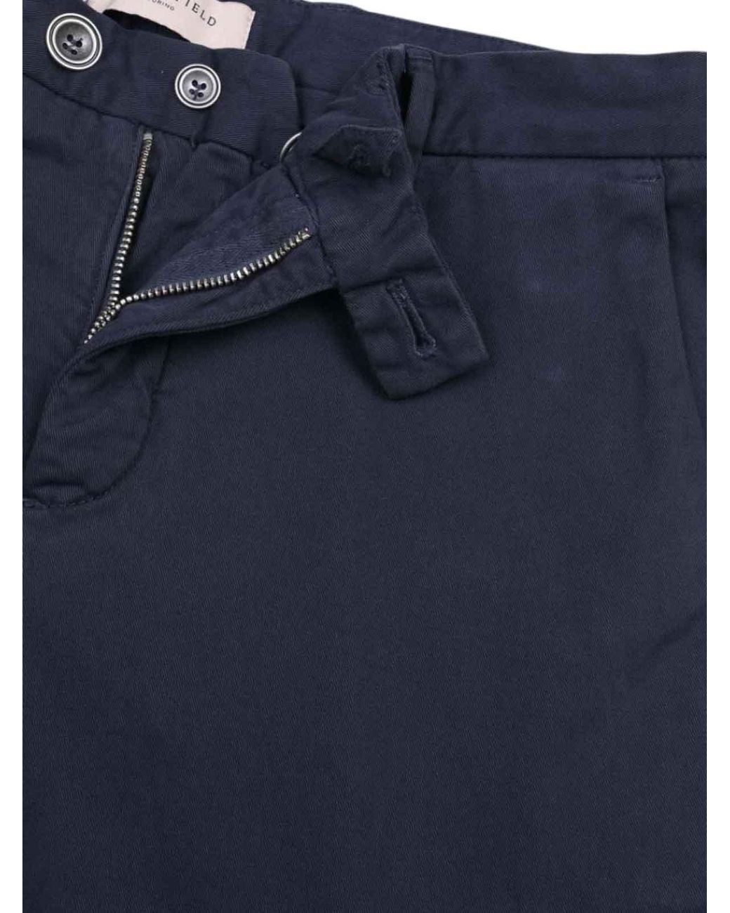 Brooksfield Blue Pantaloni Chino Tinto Capo for men