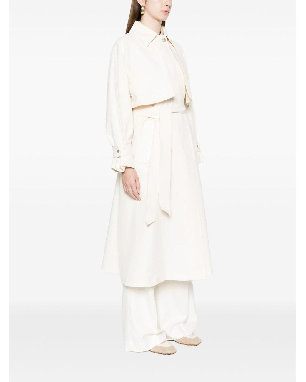 Herno White Ivory Knot Trench Coat