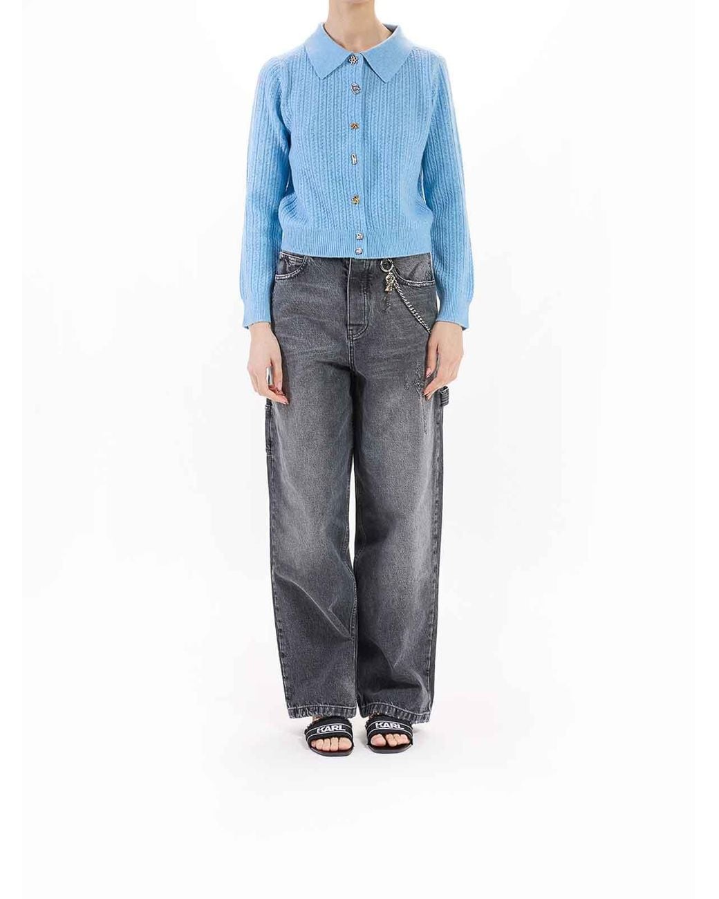 Marc Jacobs Blue Cableknit Charm Cardigan