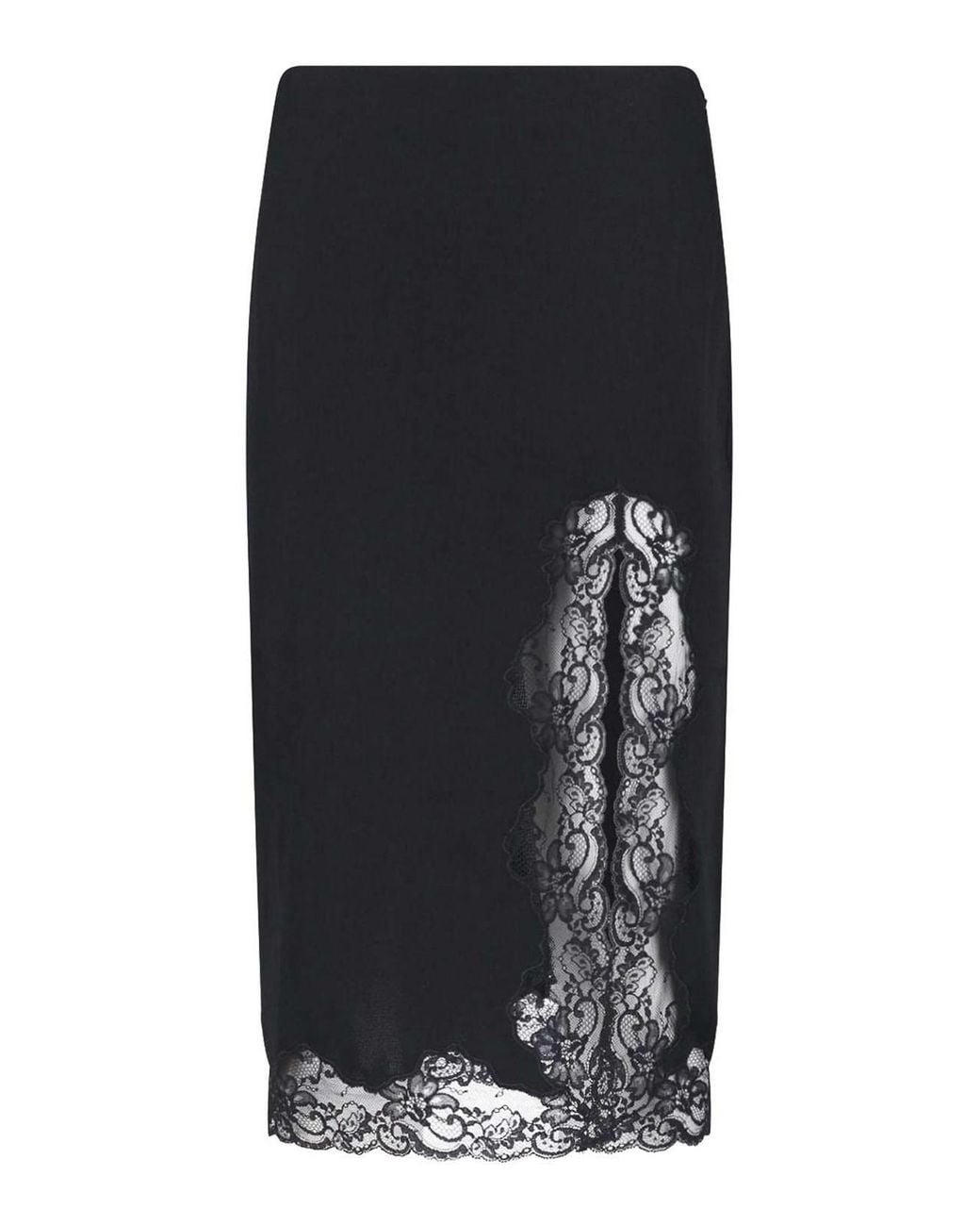Balmain Black Midi Skirt With Lace