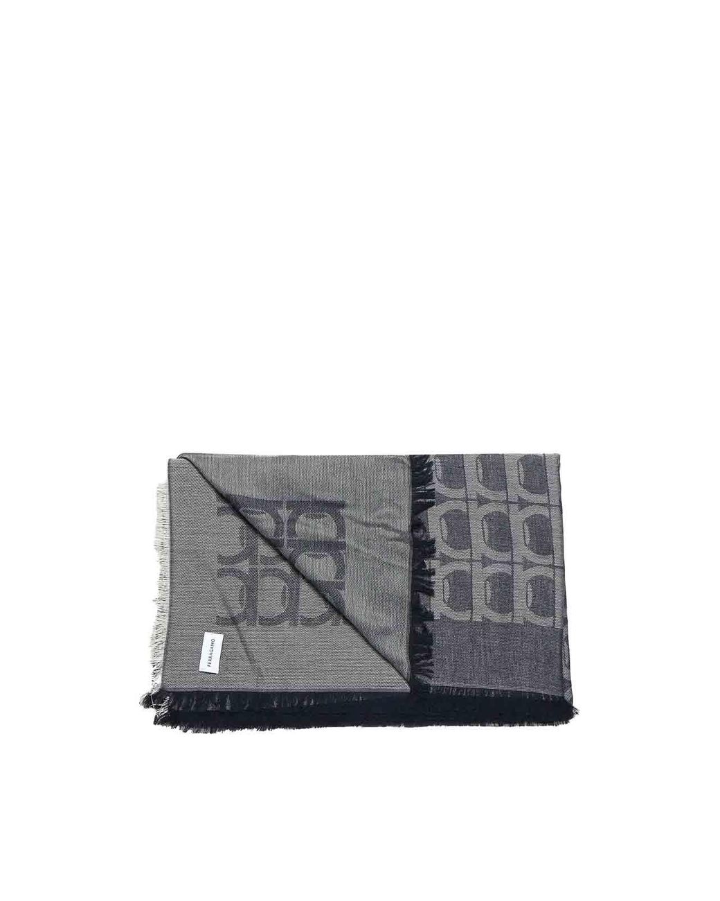 Ferragamo Gray Gancini Monogram Jacquard Stole for men