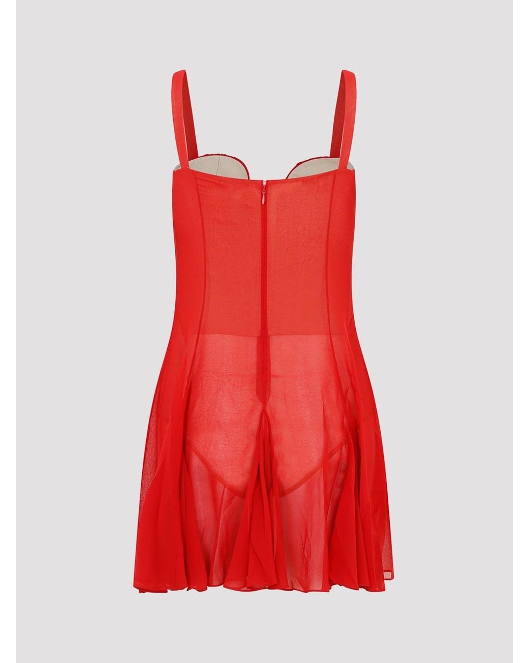 Nensi Dojaka Red Asymmetrical Panel Godet Mini Dress
