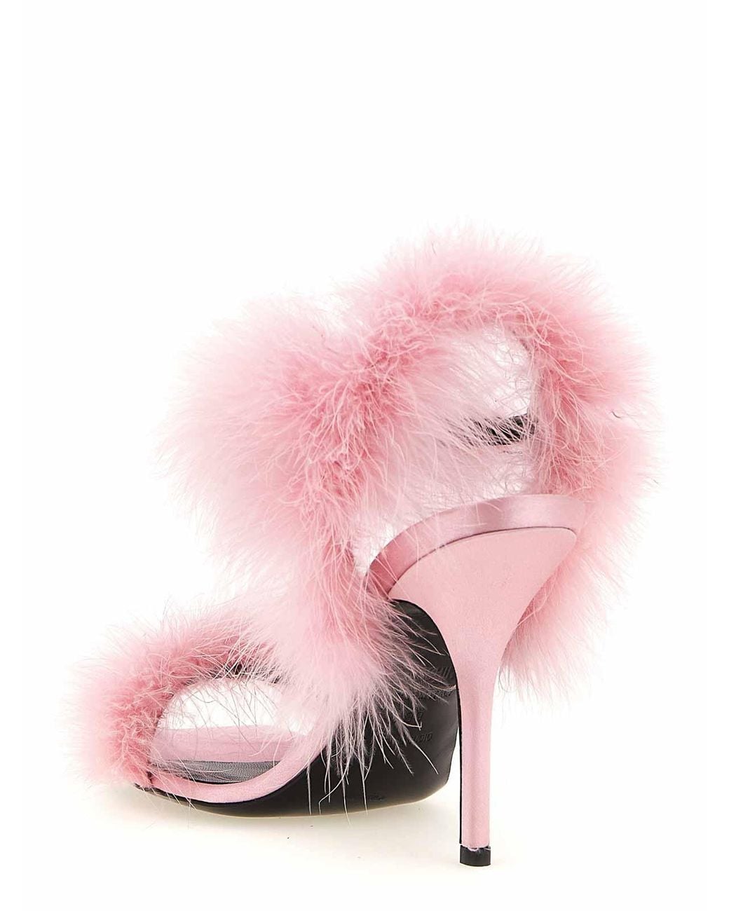 Moschino Pink Satin Sandals And Feathers