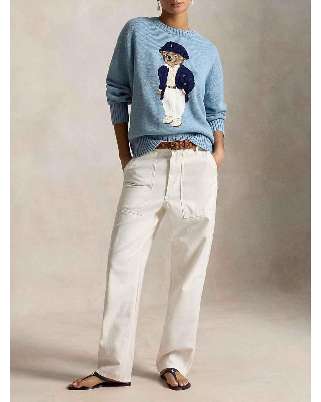 Polo Ralph Lauren Blue Polo Bear Oversize Cotton Jumper