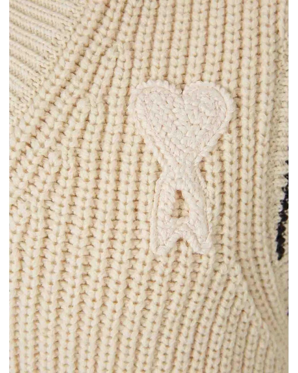 AMI Natural Ribbed V-Neck Knit Vest for men