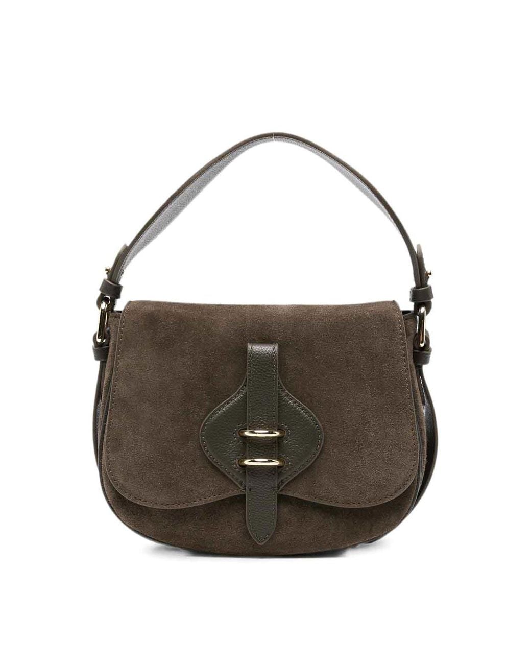 Coccinelle Metallic Mud Suede Leather Crossbody Bag