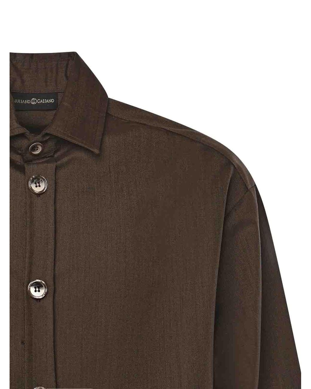 Giuliano Galiano Brown Tobhias Wool Shirt for men