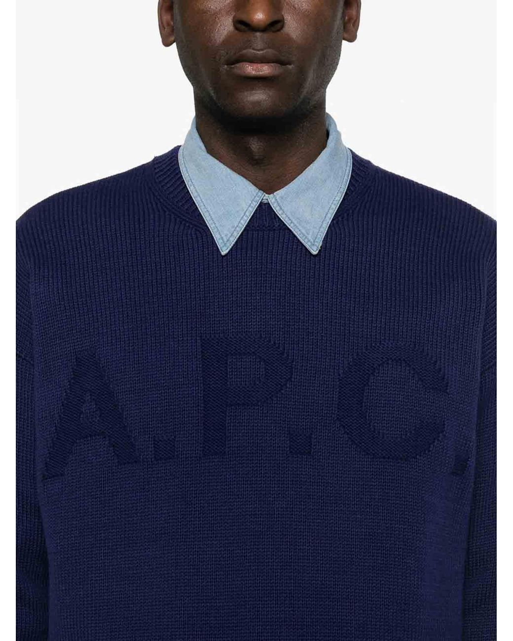 Pull Col Rond A.P.C. pour homme en coloris Blue