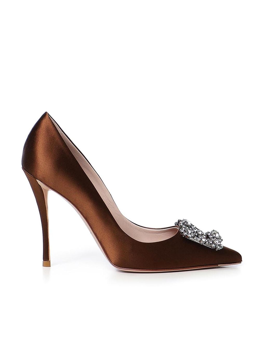 Roger Vivier Brown Efflorescence Satin Pumps