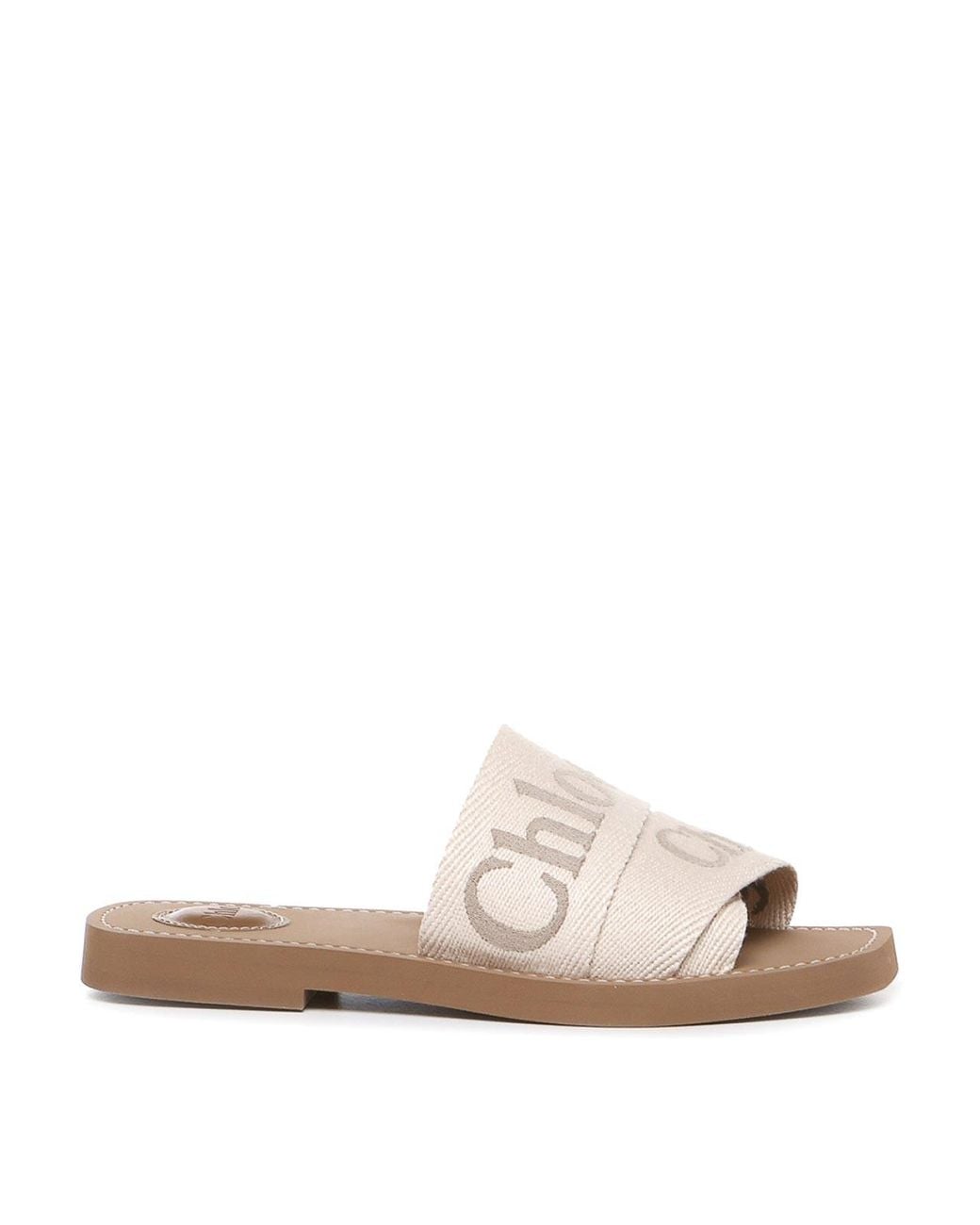 Chloé White Woody Flat Mules