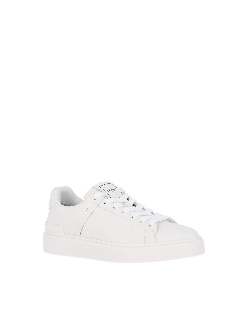 Balmain White Leather Low-Top Sneakers