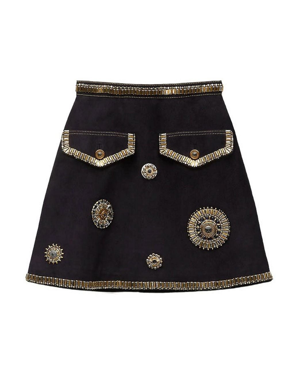 Versace Black Leather Skirt