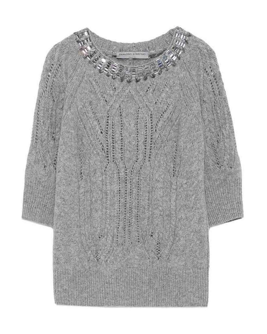 Ermanno Scervino Gray Cashmere Crewneck Sweater