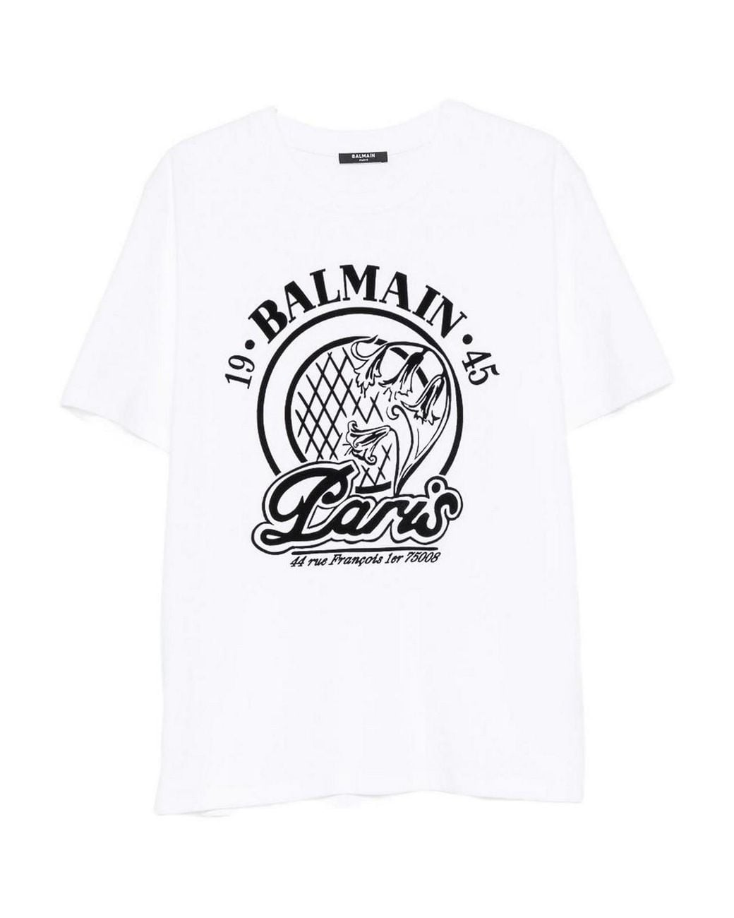 Balmain White Quilted Flock T-Shirt for men