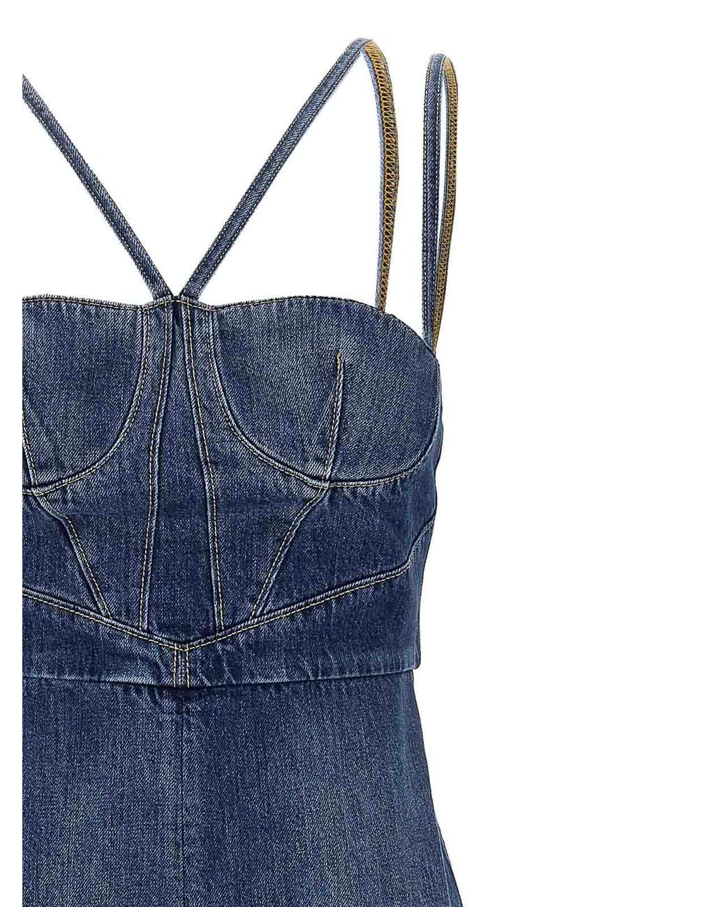 Nensi Dojaka Blue Denim Dress
