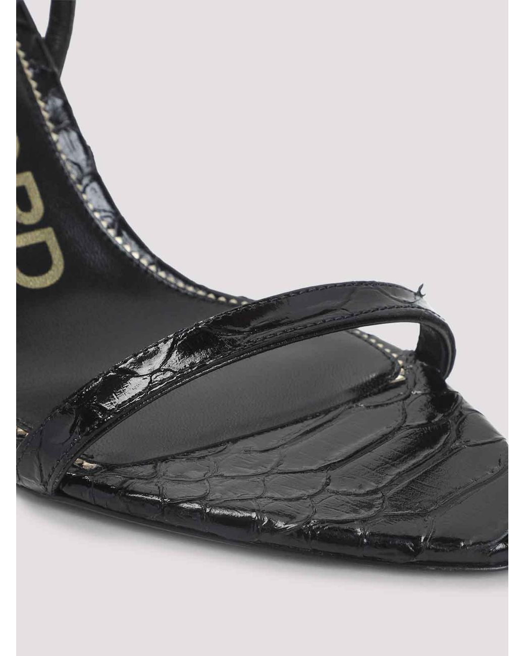 Tom Ford White Semi Shiny Printed Python Sandals