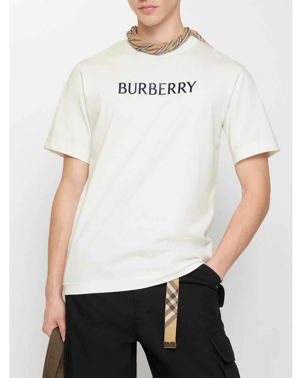 Burberry White Seth Logo T-Shirt Chalk for men