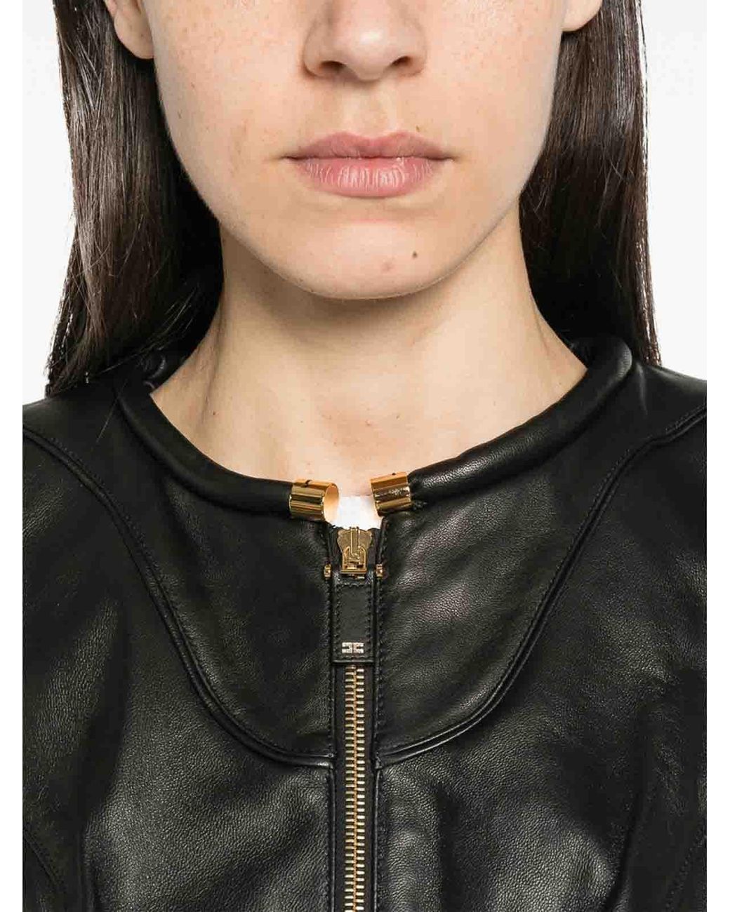 Elisabetta Franchi Black Leather Outerwear