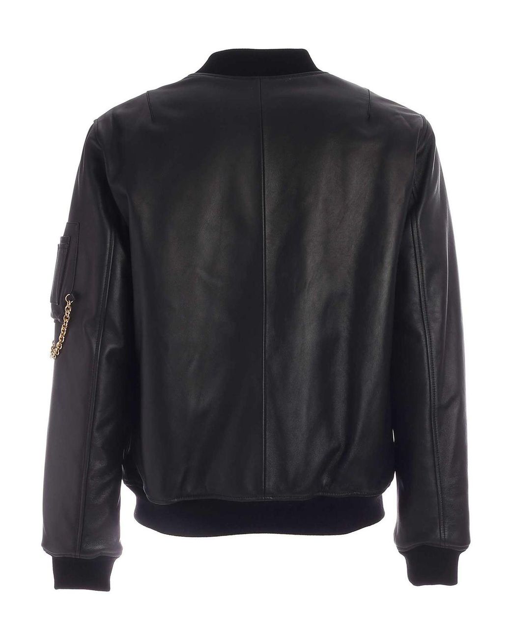 Moschino Black Metal Logo Bomber Jacket for men