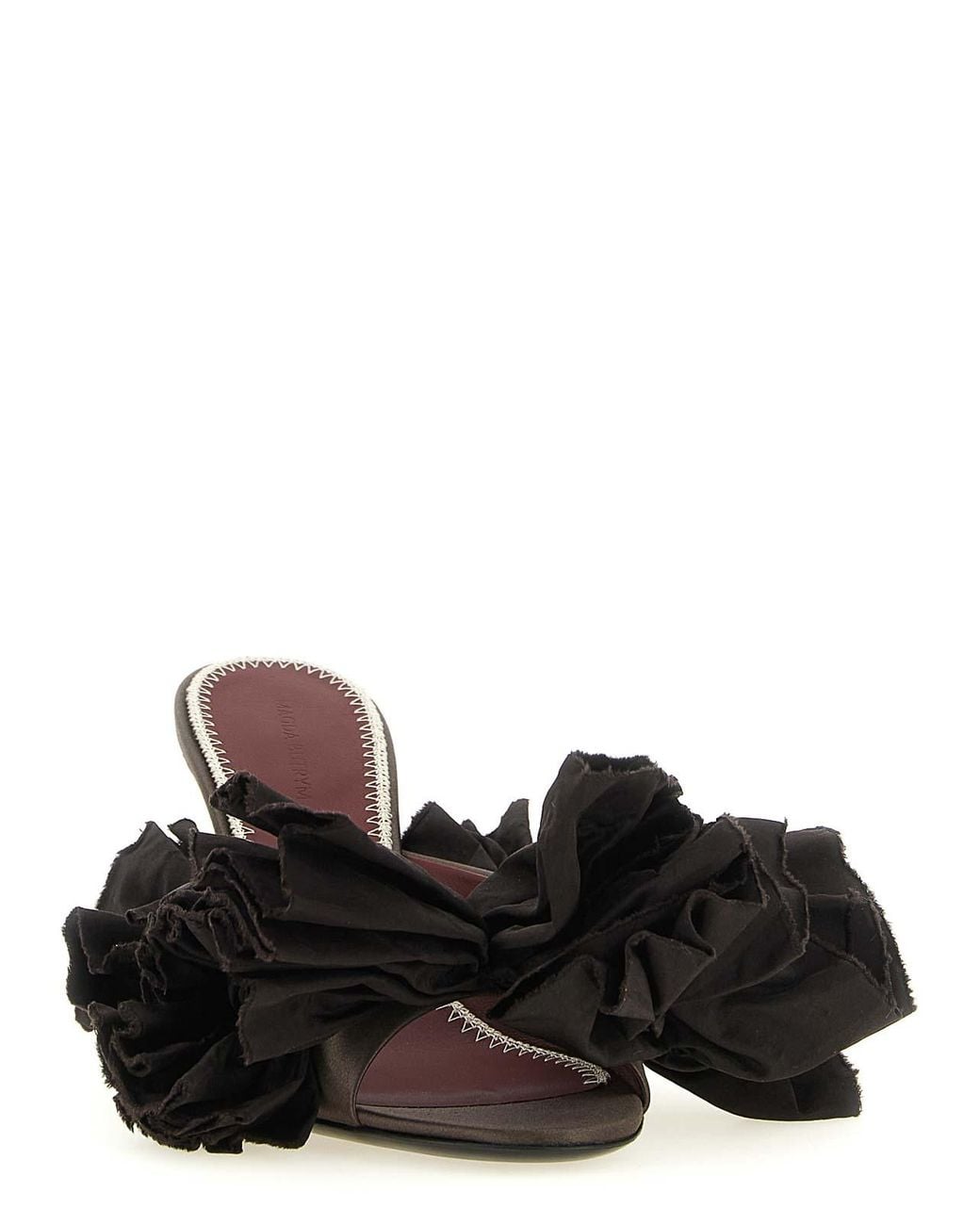 Magda Butrym Black Mule Flowers Taffeta