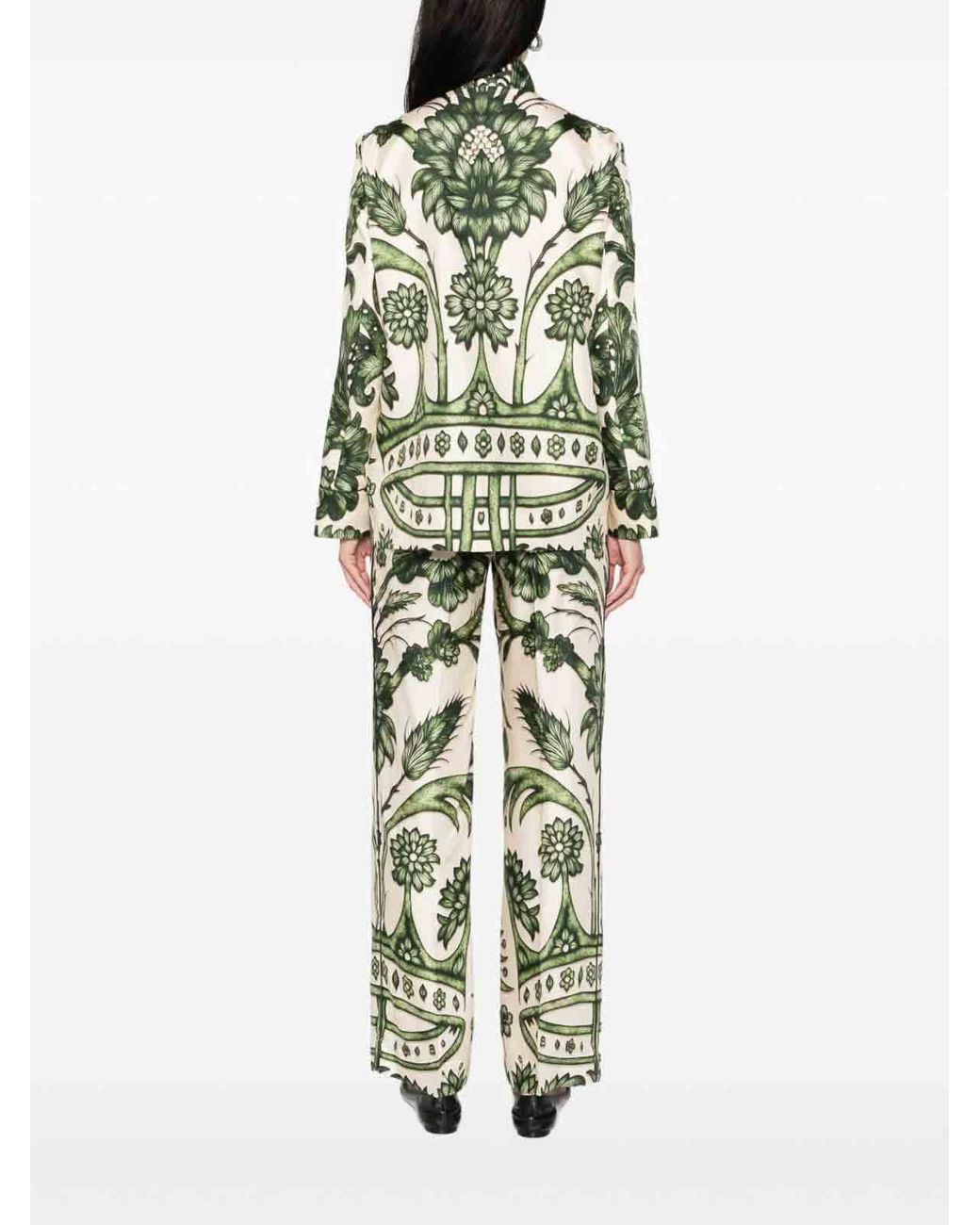 F.R.S For Restless Sleepers Green Printed Silk Shirt