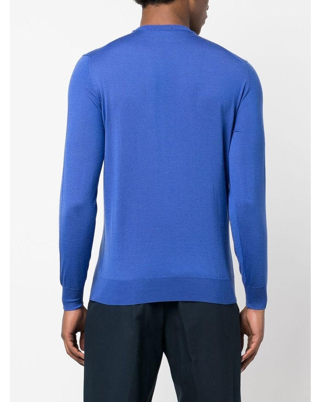 Drumohr Blue Wool And Silk Crewneck Sweater for men
