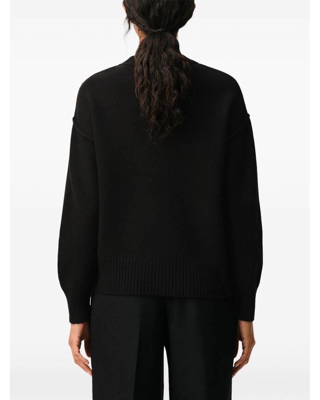 AMI Black Ami De Coeur Wool Crewneck Sweater