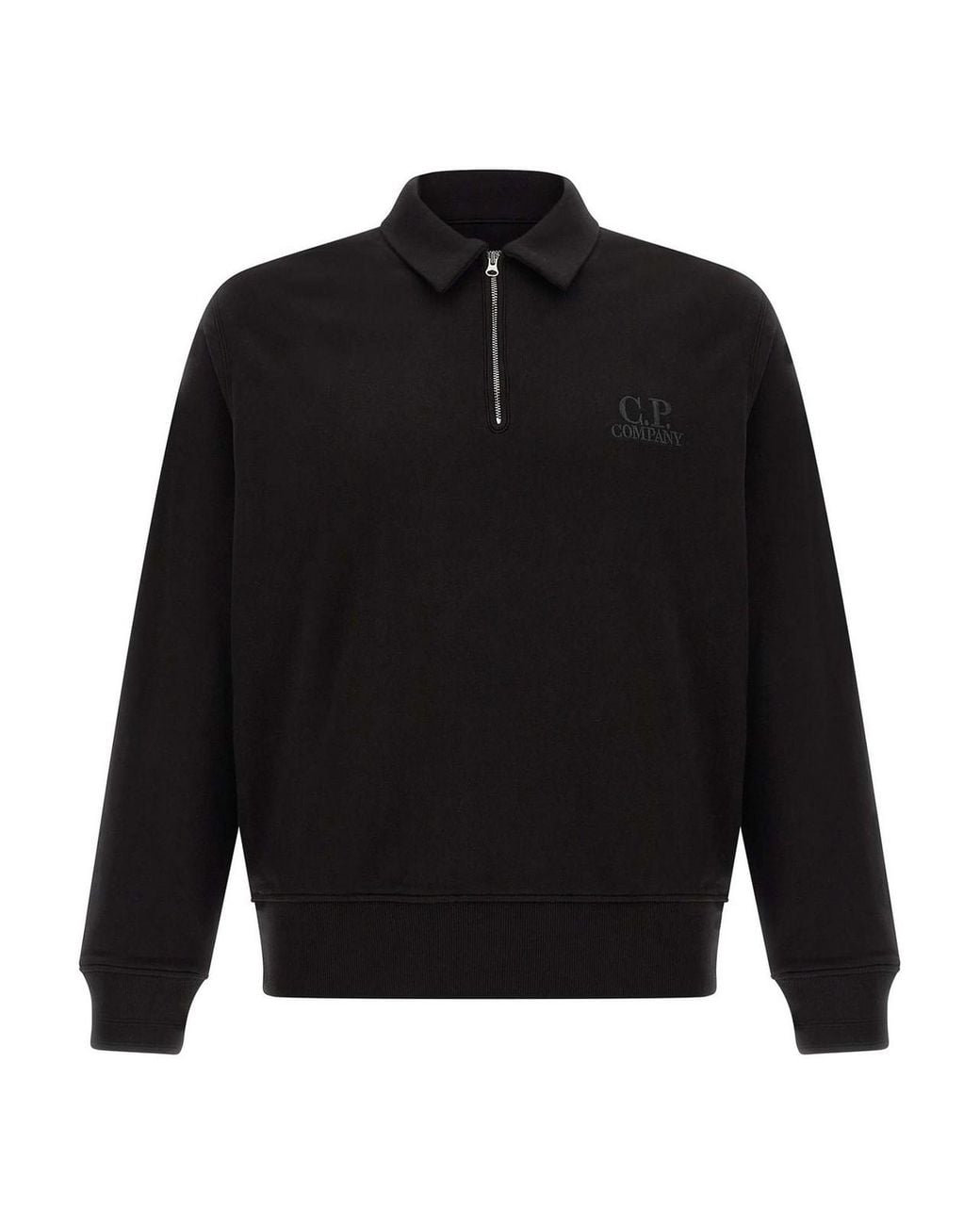 C P Company Black Cotton Fleece Sweatshirt for men