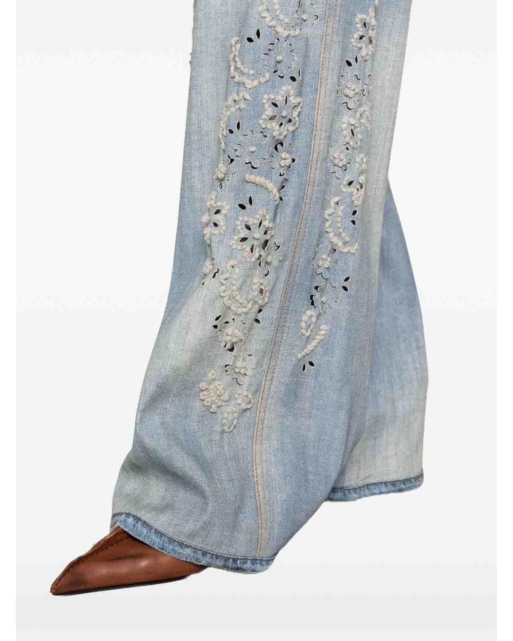 Ermanno Scervino Blue Faux-Denim Trousers
