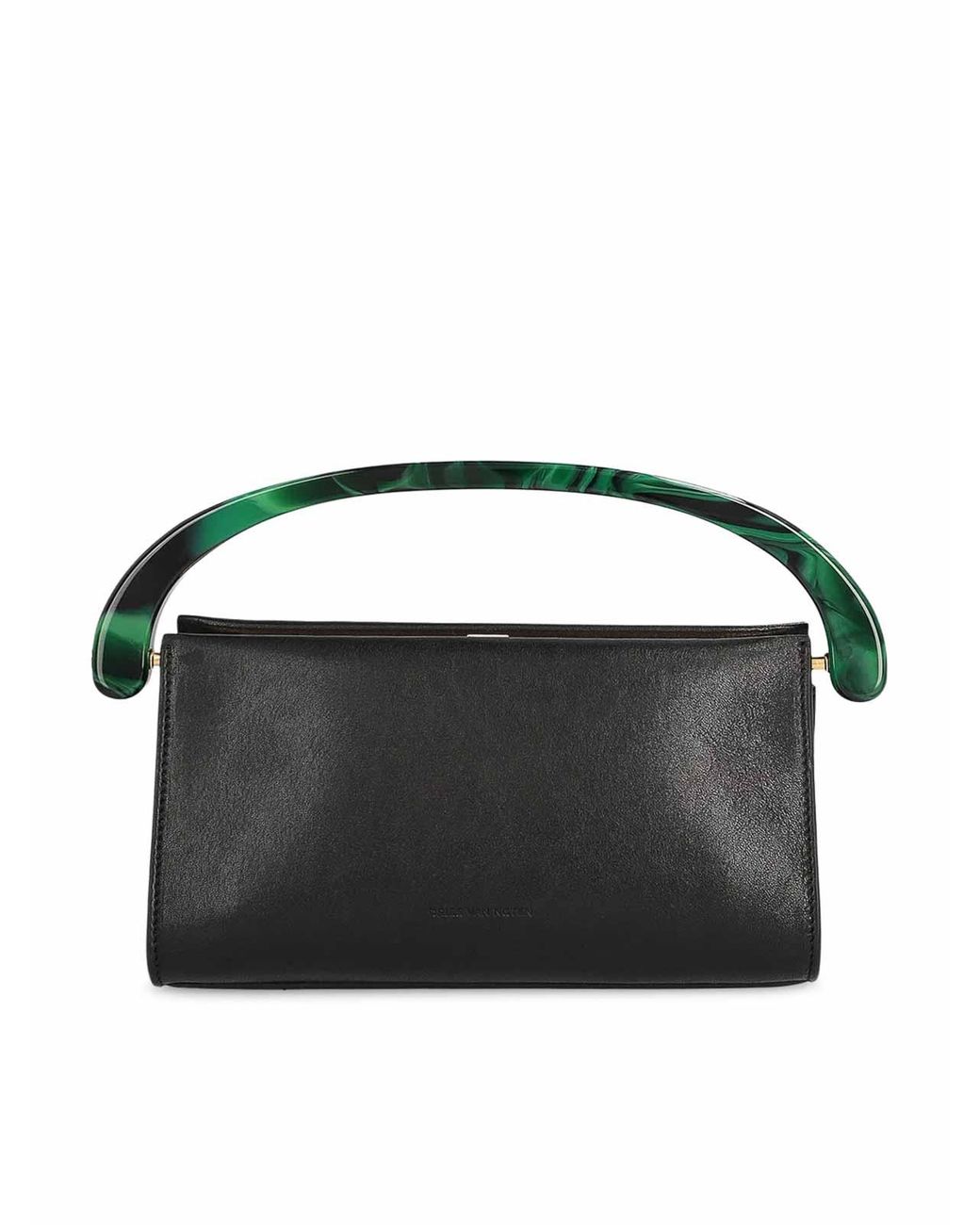 Dries Van Noten Black Small Smooth Leather Bag With Resin Handle