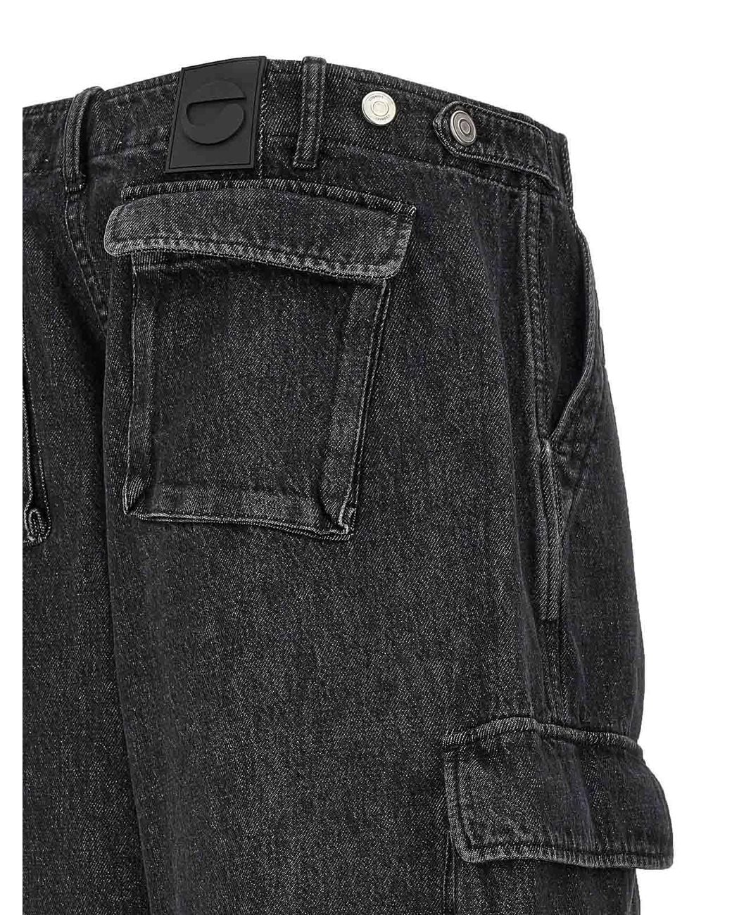 Coperni Black Denim Wide Leg Cargo Jeans