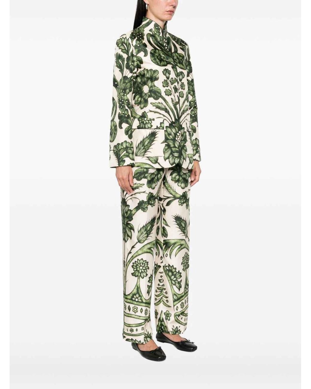 F.R.S For Restless Sleepers Green Printed Silk Shirt