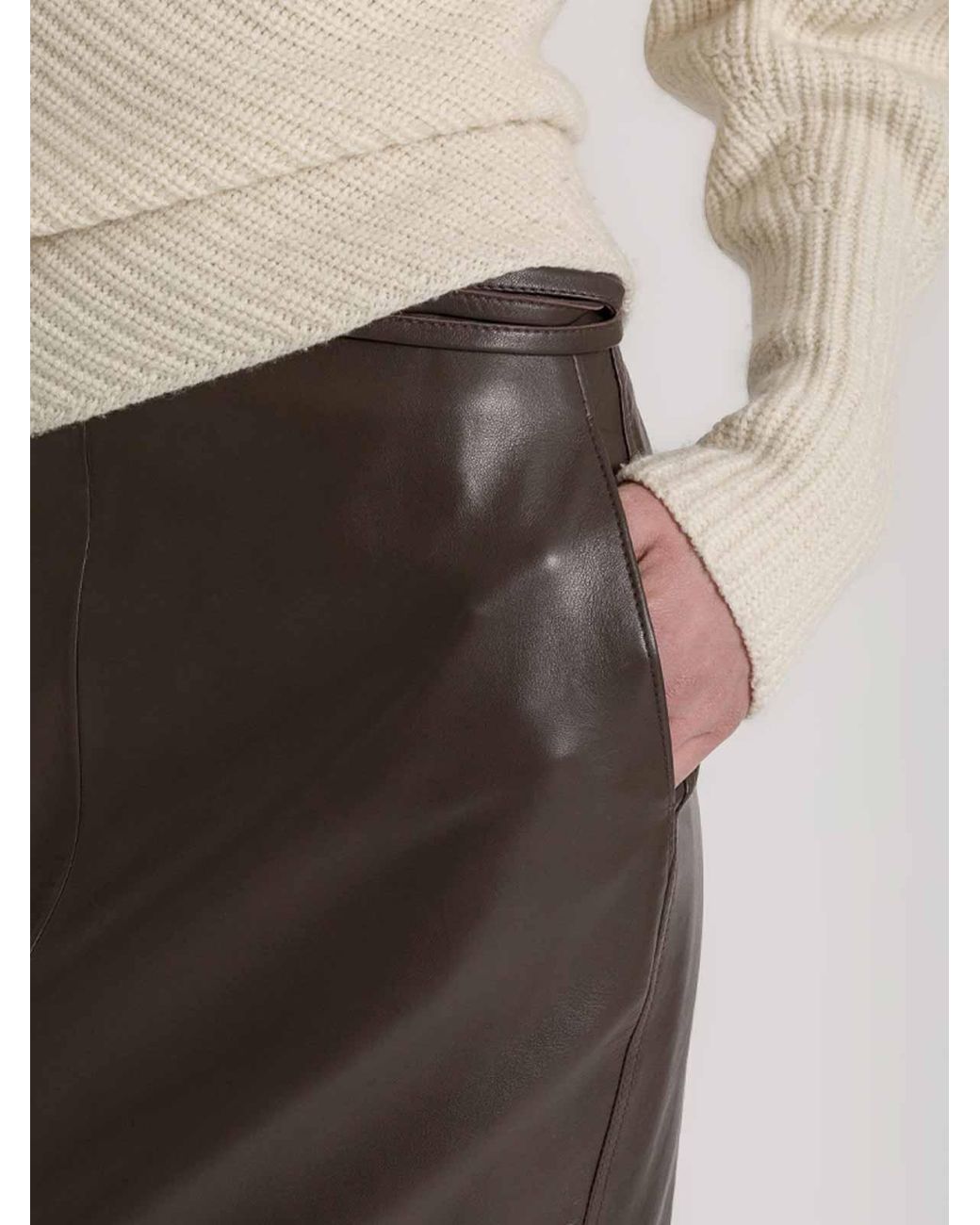 Alberta Ferretti Brown Leather Skirt