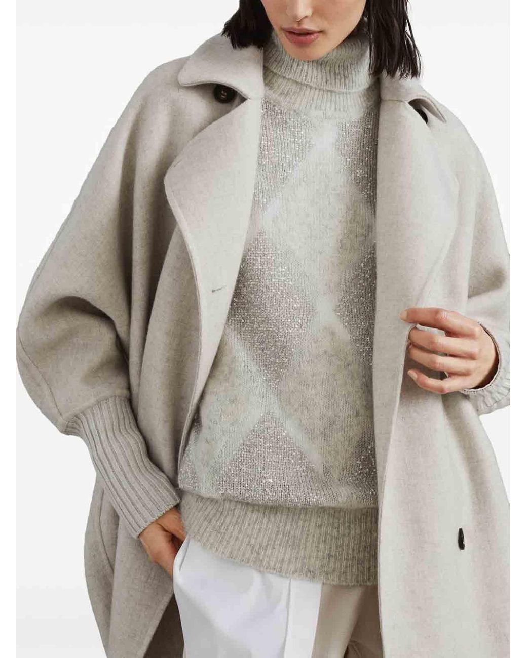 Brunello Cucinelli White Long Sleeve Coat